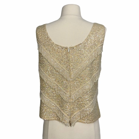 VINTAGE 1970s Hand Beaded Wool Sleeveless Top - Picture 3 of 7